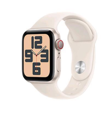 Apple Watch SE (GPS + Cellular) - 2ª generazione - 40 mm - starlight aluminum - smartwatch con fascia sportiva - fluoroelastomero - starlight - dimensione della fascia: M/L - 32 GB - LTE, Wi-Fi 4, Bluetooth - 4G - 27.8 g